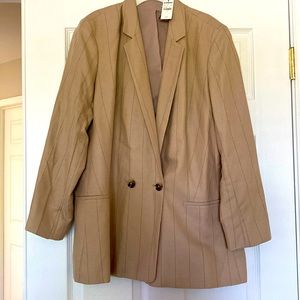 Tan and dark blue striped blazer